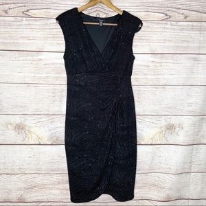 ALFANI Black evening dress. Faux wrap. Sparkle 12